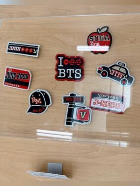 BTS ARIRANG NYC exclusive embroidered pin Set - Red, Black & White